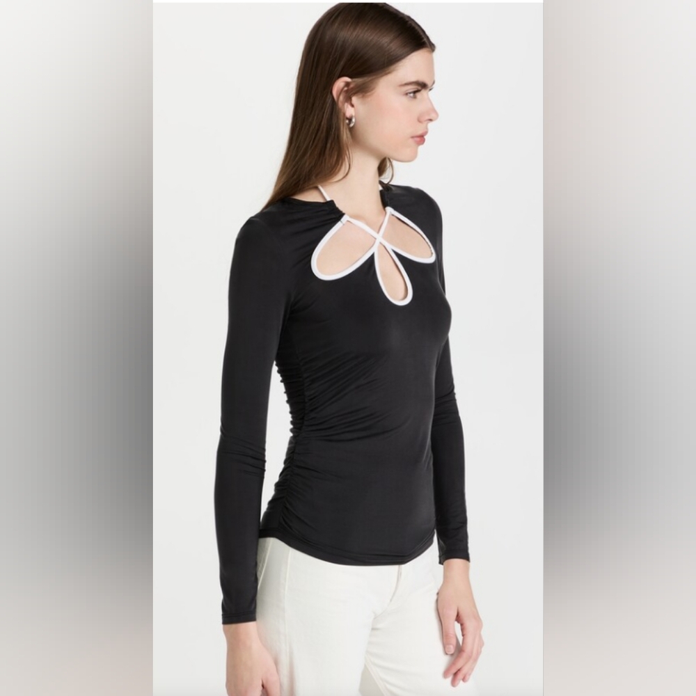 Jonathan Simkhai Black Adjustable Cut Out Long Sleeve Top
